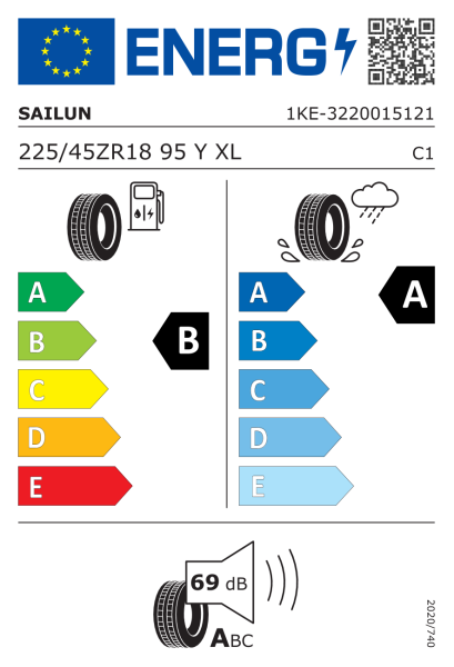 225/45 R 18 tl.  95 Y Sailun  Atrezzo ZSR2, BSW XL
